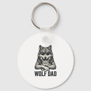 Wolf Pappa Vintage Gravyr Vektor T-Shirt Design_1 Nyckelring