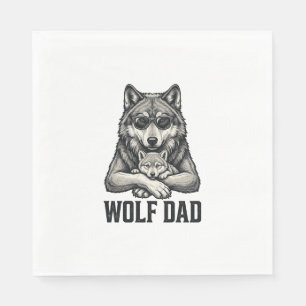 Wolf Pappa Vintage Gravyr Vektor T-Shirt Design_1 Pappersservett