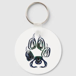 Wolf Paw Print Nyckelring