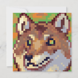 Wolf pixelart, Pixel Art  Julkort