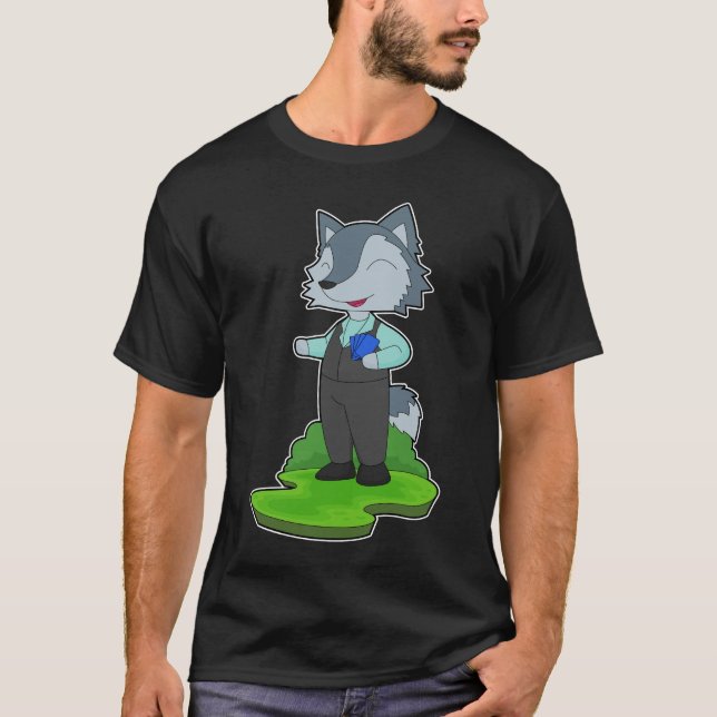 Wolf Poker Poker kort Kortspel T Shirt (Framsida)
