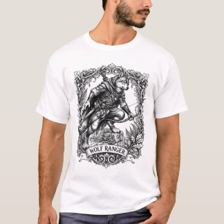 Wolf Ranger Archer Dotwork Tattoo Art T-Shirt