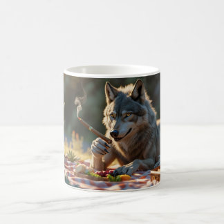 wolf smoking cigar and havinga picnic kaffemugg