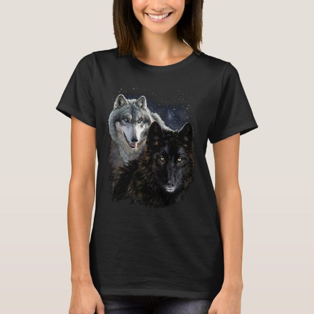 Wolf Star Wolves Wild Moon Stars Loyal Gray Wolf T Shirt (Framsida)