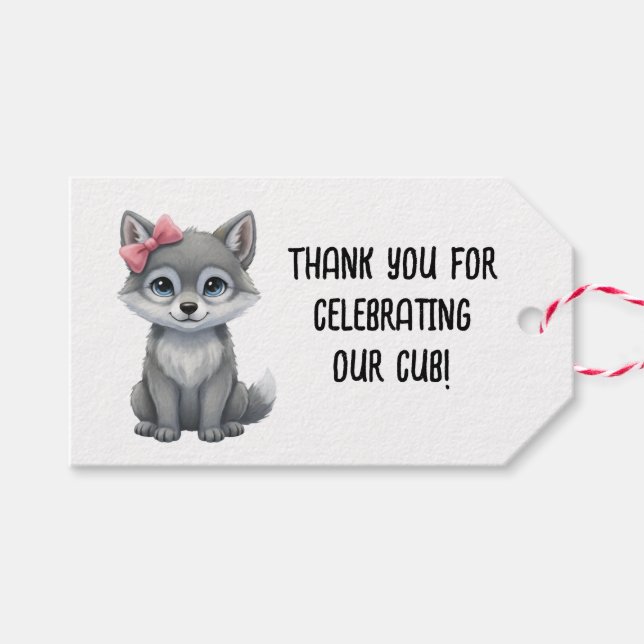 Wolf Tack, Rosa Baby Shower Present Kort (Framsidan (Horizontal))