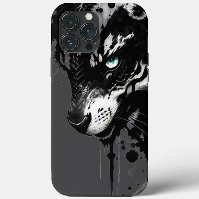 Wolf-themed phone case A fierce black and white de (Baksida)