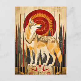 Wolf Totem – Guardian in Deco Style Vykort