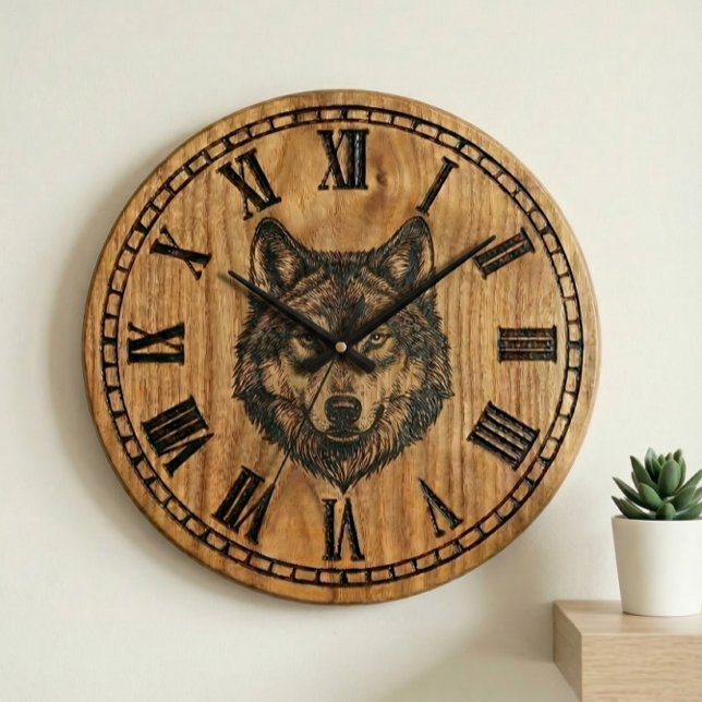 Wolf Wall Clock – Silent Wild Guardian Stor Klocka (Skapare uppladdad)