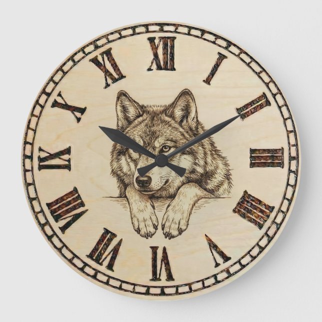 Wolf wall clock  stor klocka (Framsida)