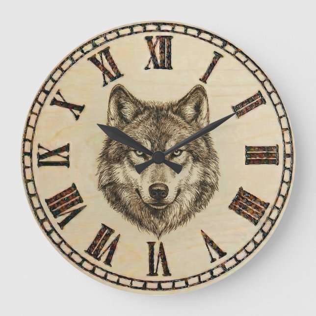 Wolf Wall Clock Stor Klocka (Framsida)