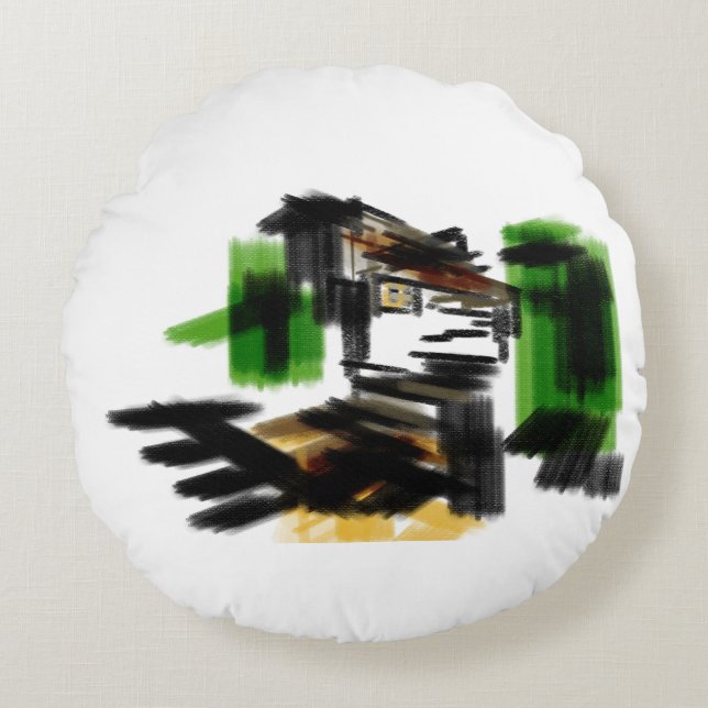 Wolf winter fun rund kudde (Framsidan)