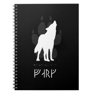 Wolf with viking runes anteckningsbok med spiral