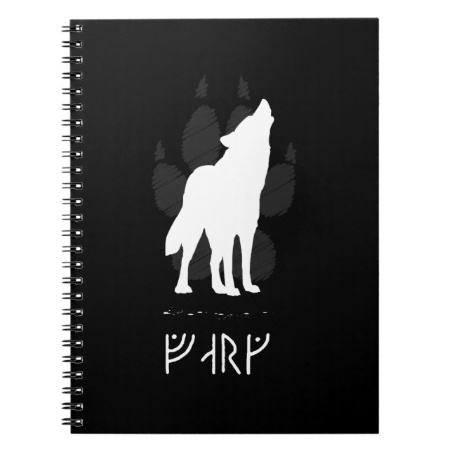 Wolf with viking runes anteckningsbok med spiral (Framsidan)