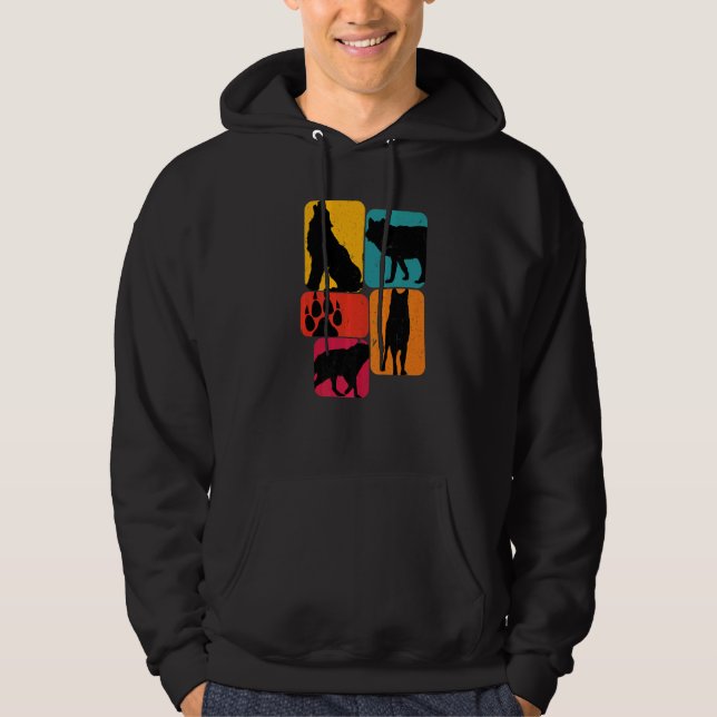 Wolf wolves Retro Hoodie (Framsida)