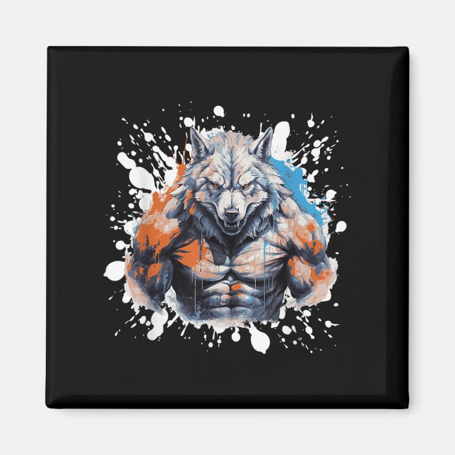 Wolf Workout Gym Fighter Bodybuilder  Magnet (Framsidan)
