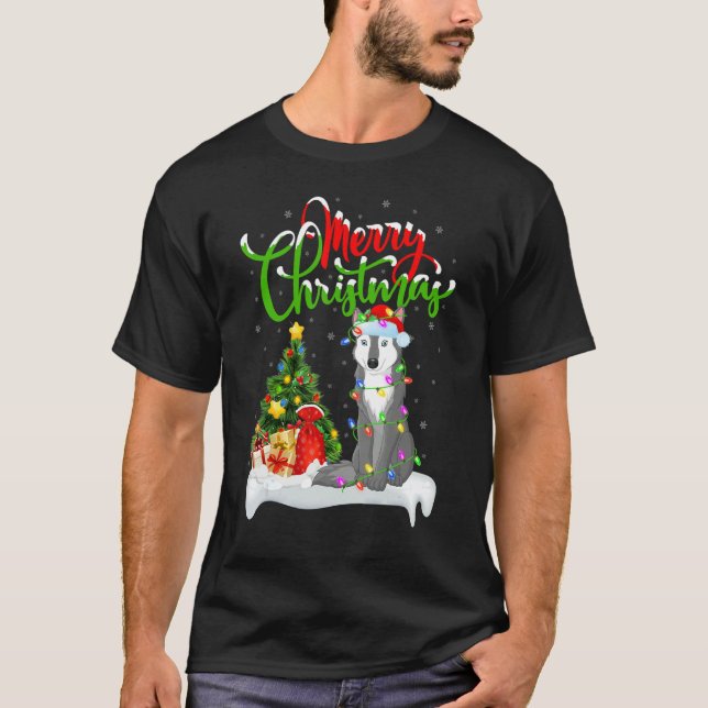 Wolf   Xmas Decorations Santa Wolf Christmas T Shirt (Framsida)