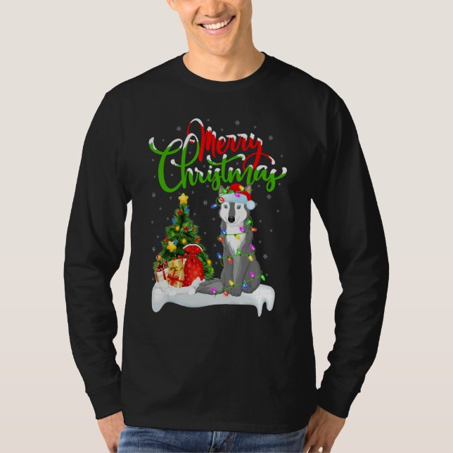 Wolf   Xmas Decorations Santa Wolf Christmas T Shirt (Framsida)
