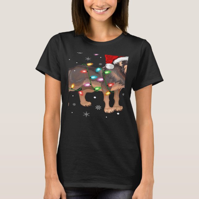 Wolf Xmas Lights Wolf Jul T Shirt (Framsida)