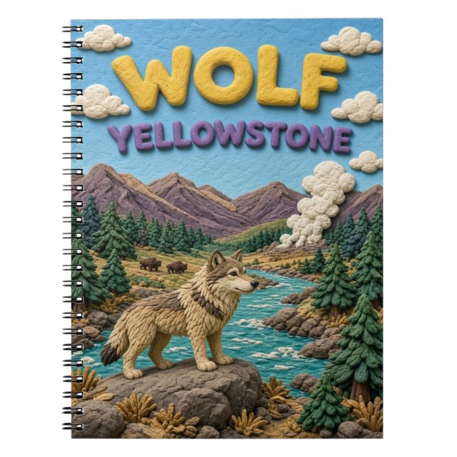 Wolf Yellowstone Valley Modern KlayKoo Anteckningsbok (Framsidan)