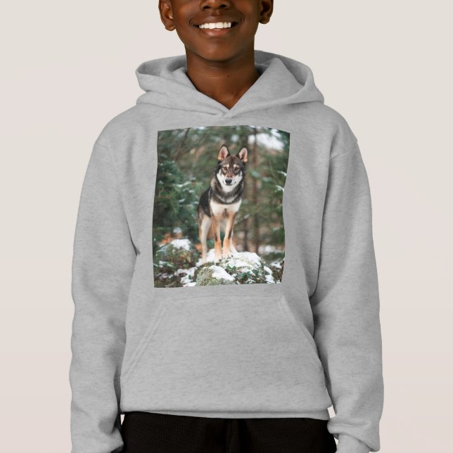 Wolfdog Hoodie T Shirt (Framsida)