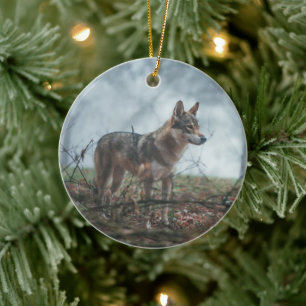 Wolfdog Julgransprydnad Keramik