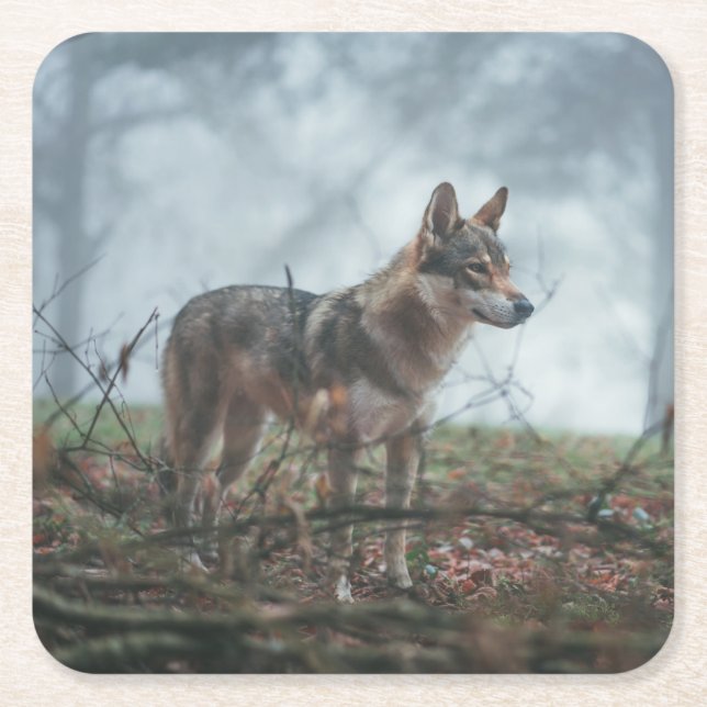 Wolfdog Underlägg Papper Kvadrat (Framsidan)