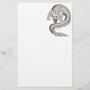 Wolfdragon svartvit design brevpapper