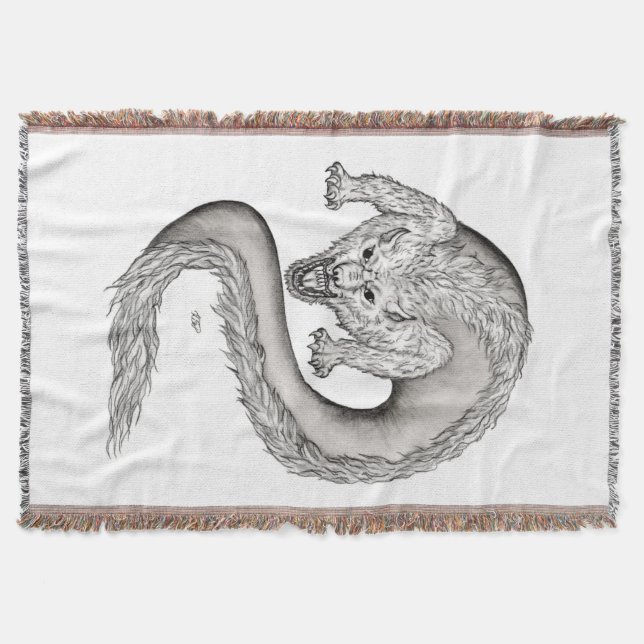 Wolfdragon svartvit design filt (Framsidan)