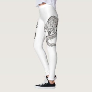 Wolfdragon svartvit design leggings