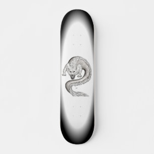 Wolfdragon svartvit design skateboard bräda 19,5 cm