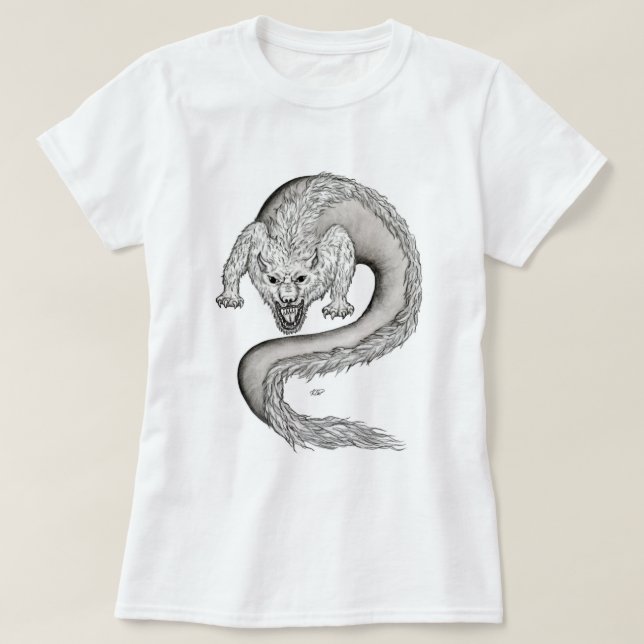 Wolfdragon svartvit design t shirt (Design framsida)