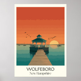 Wolfeboro New Hampshire sjösolnedgång Poster