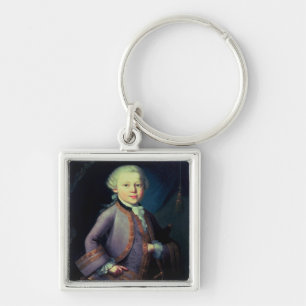 Wolfgang Amadeus Mozart 1763 Fyrkantig Silverfärgad Nyckelring