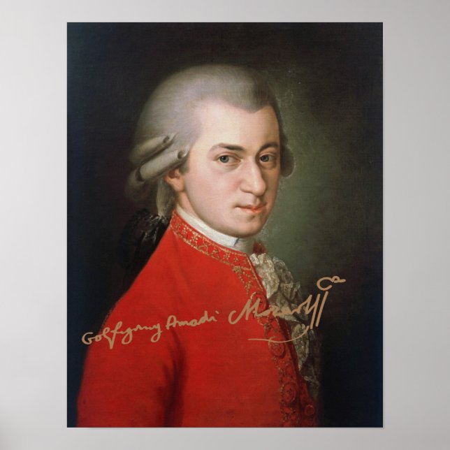 Wolfgang Amadeus Mozart 1819 med namnteckning Poster (Framsidan)