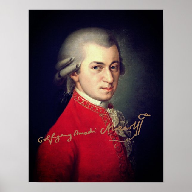 Wolfgang Amadeus Mozart 1819 med namnteckning Poster (Framsidan)