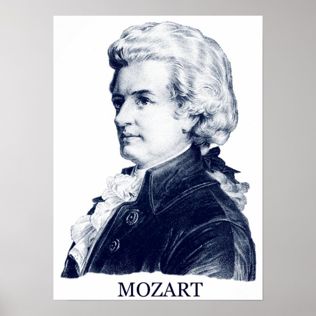 Wolfgang Amadeus Mozart, blå Poster (Framsidan)