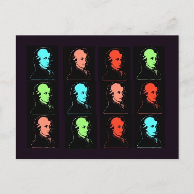 Wolfgang Amadeus Mozart Collage Vykort (Framsida)