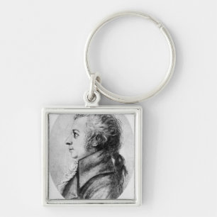 Wolfgang Amadeus Mozart Fyrkantig Silverfärgad Nyckelring