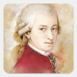 Wolfgang Amadeus Mozart im Aquarell Stil Fyrkantigt Klistermärke