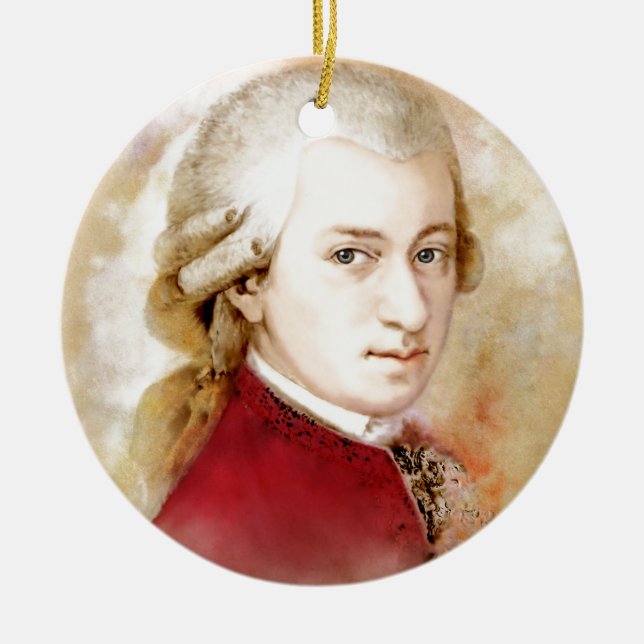 Wolfgang Amadeus Mozart im Aquarell Stil Julgransprydnad Keramik (Framsidan)