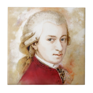 Wolfgang Amadeus Mozart im Aquarell Stil Kakelplatta