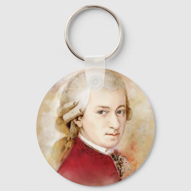Wolfgang Amadeus Mozart im Aquarell Stil Nyckelring (Framsida)