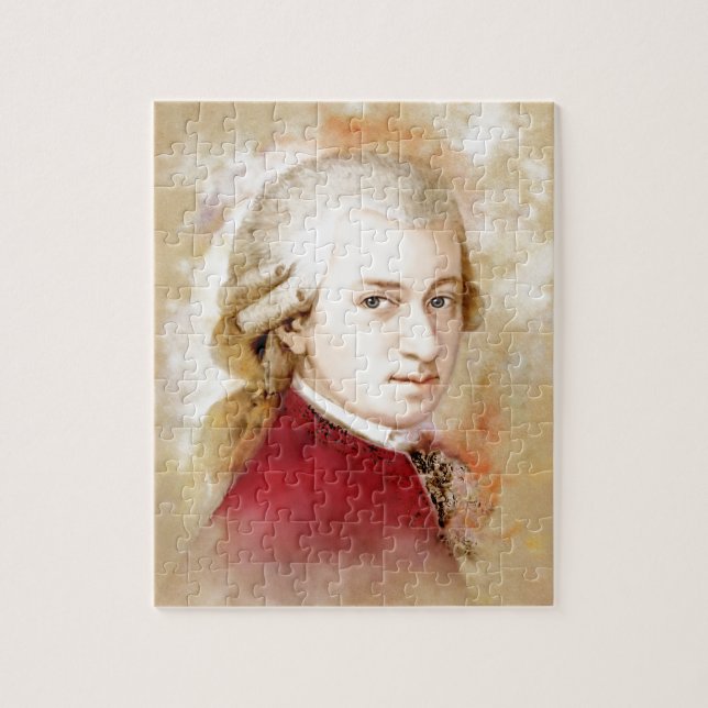Wolfgang Amadeus Mozart im Aquarell Stil Pussel (Vertikal)