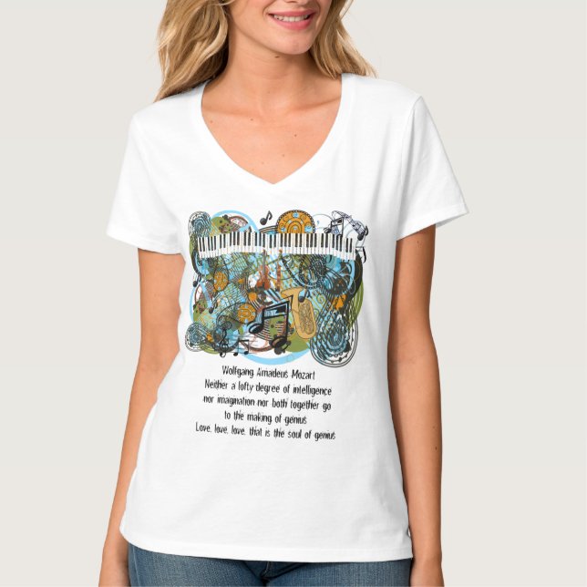 Wolfgang Amadeus Mozart inspirationcitat T Shirt (Framsida)
