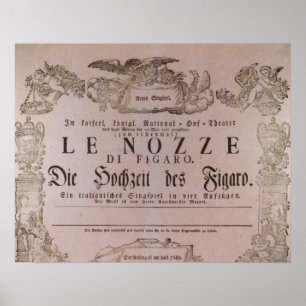 Wolfgang Amadeus Mozart Oper Le nozze di Figaro Poster