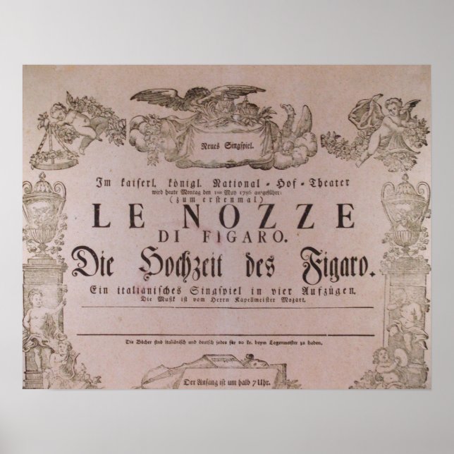 Wolfgang Amadeus Mozart Oper Le nozze di Figaro Poster (Framsidan)