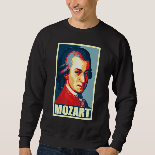 Wolfgang Amadeus Mozart Pop Art Lång Ärmad Tröja (Framsida)
