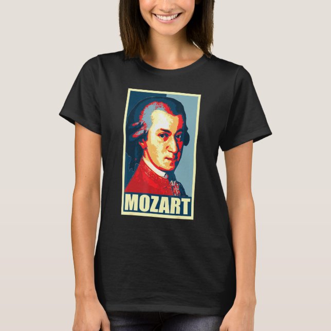 Wolfgang Amadeus Mozart Pop Art T Shirt (Framsida)