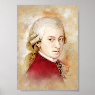 Wolfgang Amadeus Mozart porträtt i akvarellstil Poster