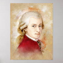 Wolfgang Amadeus Mozart Porträtt im Aquarell Stil